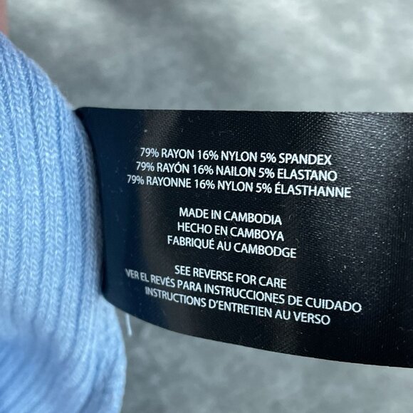 Banana Republic Women's L Blue Long Sleeve Ribbed Knit Top Boat neck L1267 - Picture 8 of 9